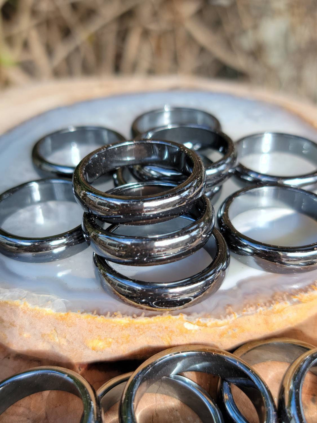 Hematite Band Rings, Hematite Bands, Simple Black Hematite Band. Grounding and Protection Energies in a Ring - SOUTHBAYSALTS 