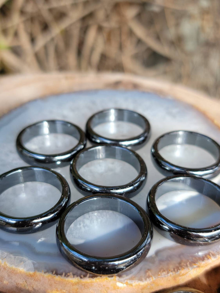 Hematite Band Rings, Hematite Bands, Simple Black Hematite Band. Grounding and Protection Energies in a Ring - SOUTHBAYSALTS 