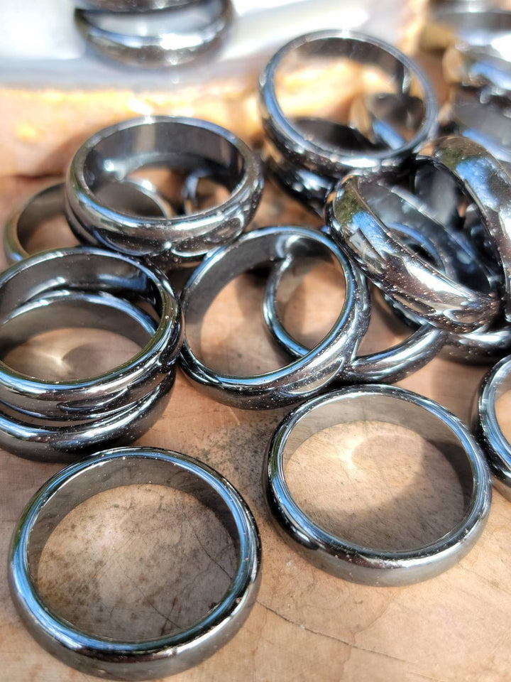 Hematite Band Rings, Hematite Bands, Simple Black Hematite Band. Grounding and Protection Energies in a Ring - SOUTHBAYSALTS 