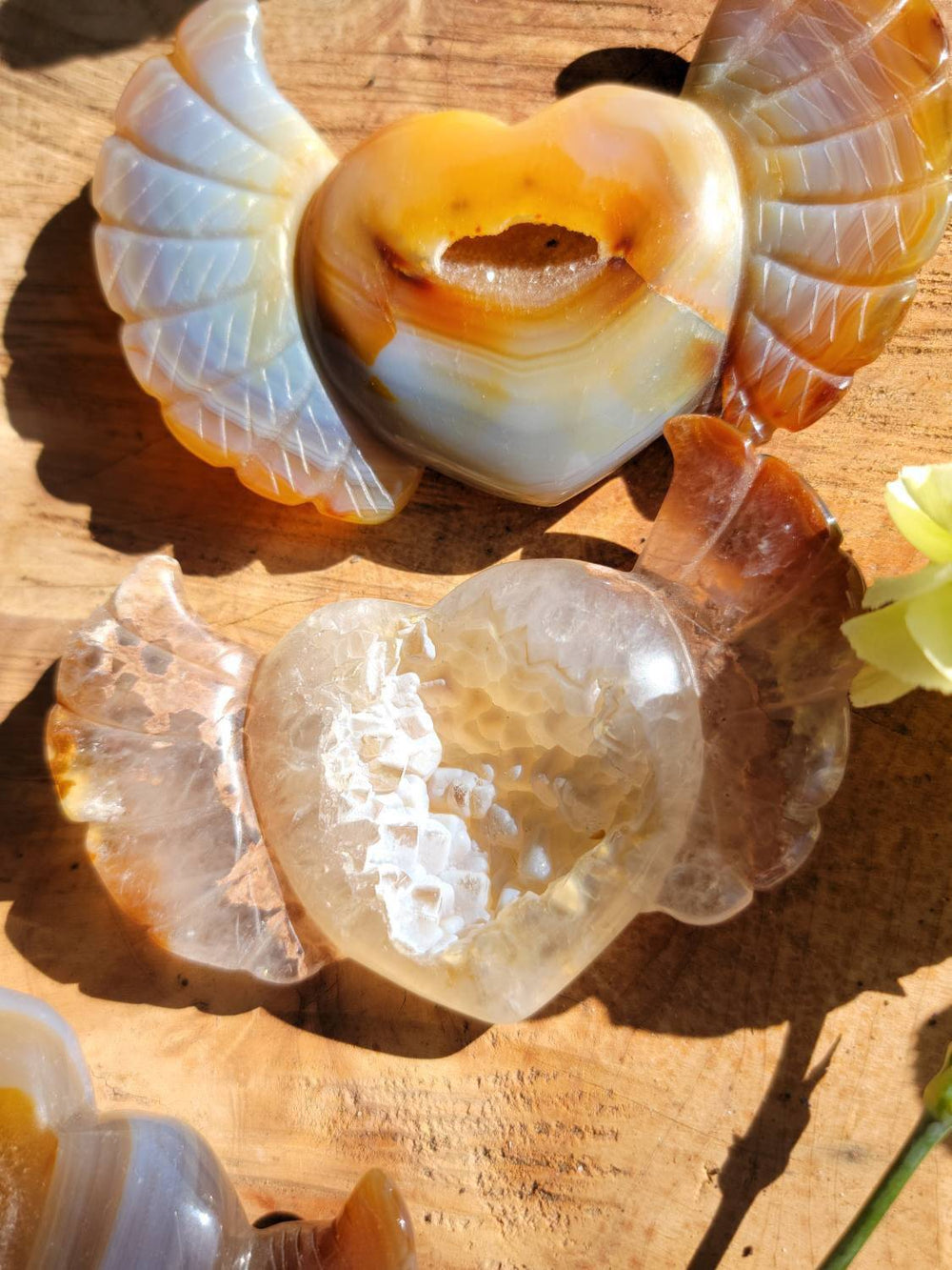 Agate Winged Hearts, Wings of Serenity: Heartfelt Transformations Await - SOUTHBAYSALTS 