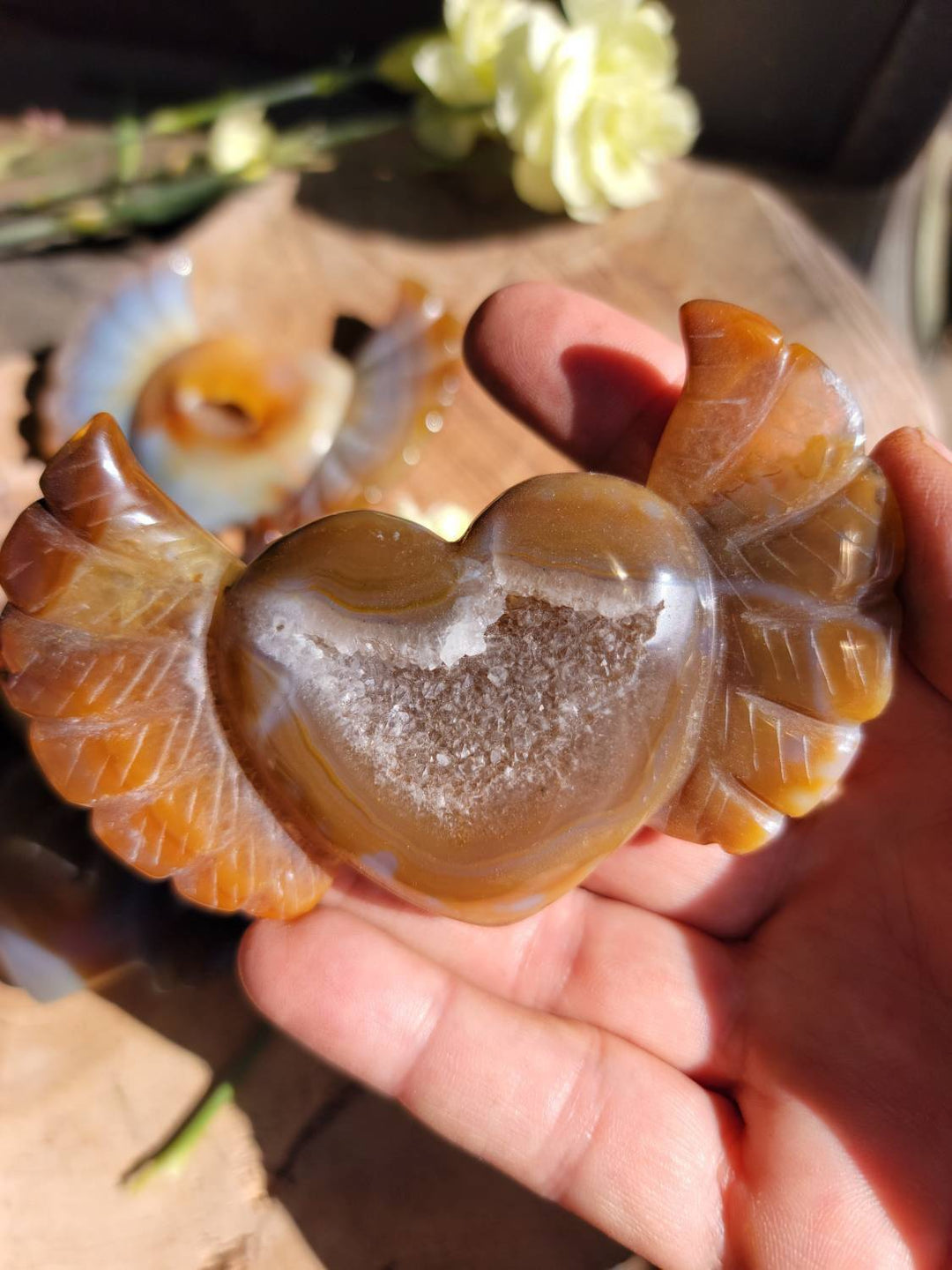 Agate Winged Hearts, Wings of Serenity: Heartfelt Transformations Await - SOUTHBAYSALTS 