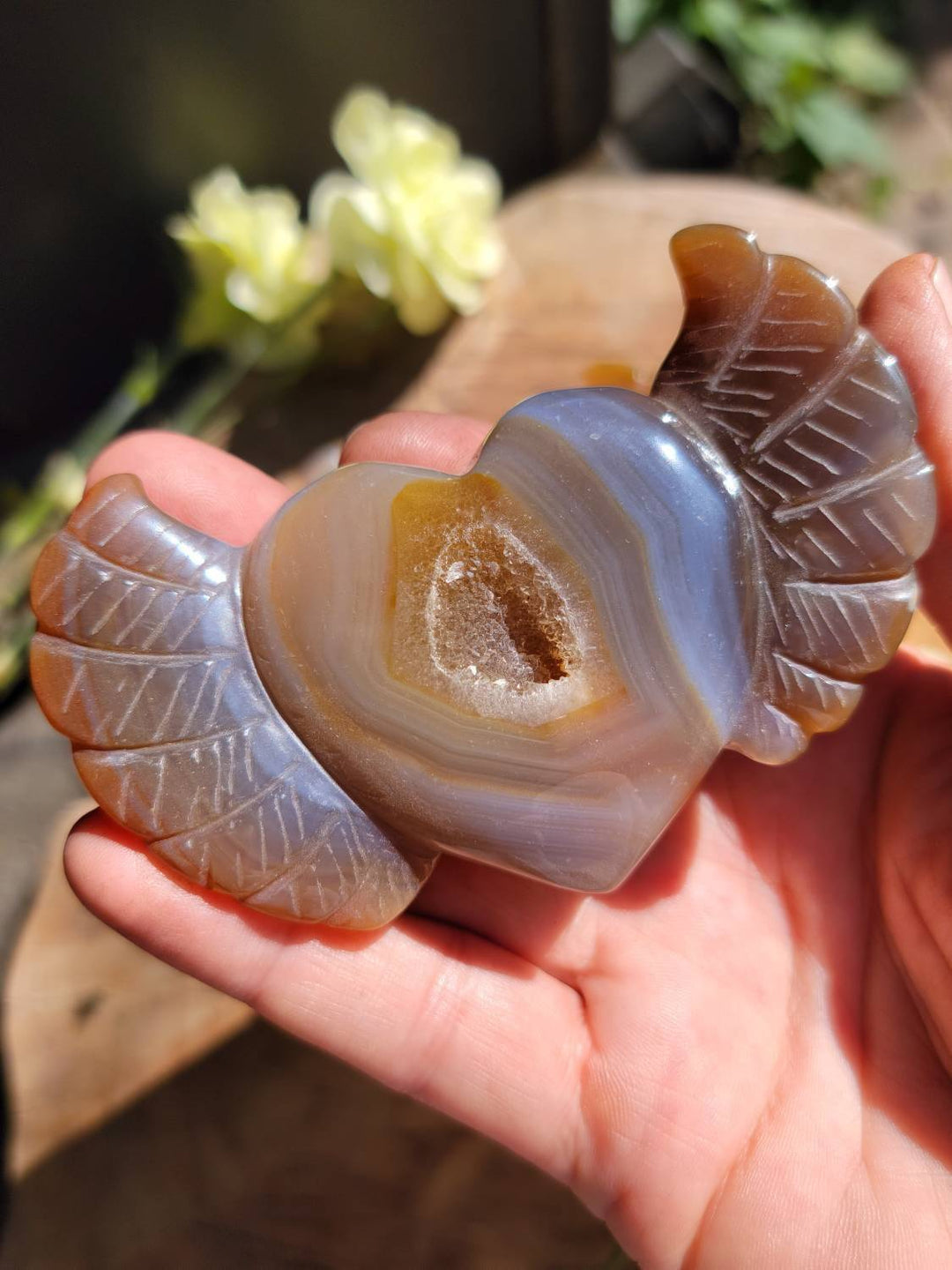 Agate Winged Hearts, Wings of Serenity: Heartfelt Transformations Await - SOUTHBAYSALTS 