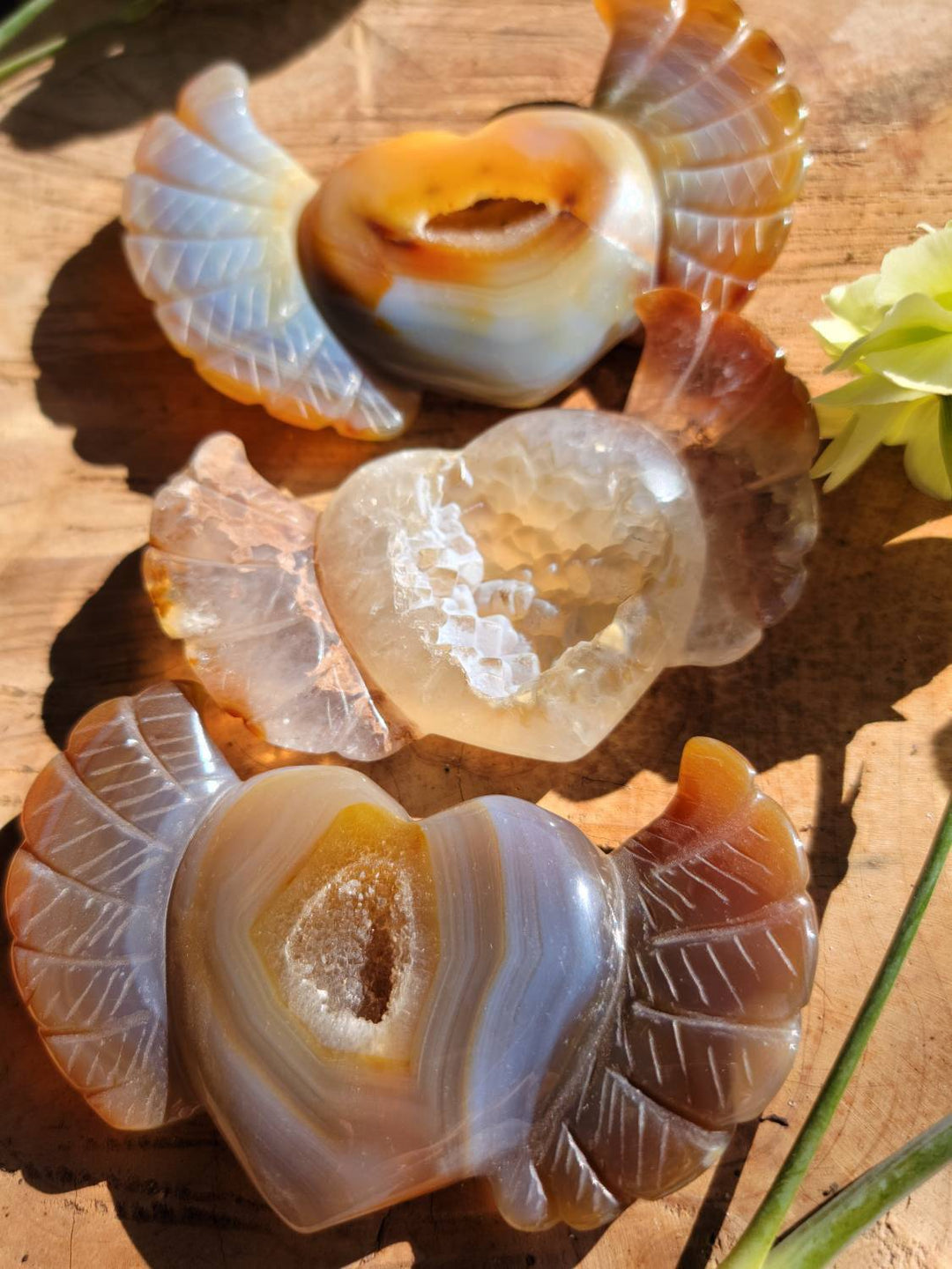 Agate Winged Hearts, Wings of Serenity: Heartfelt Transformations Await - SOUTHBAYSALTS 