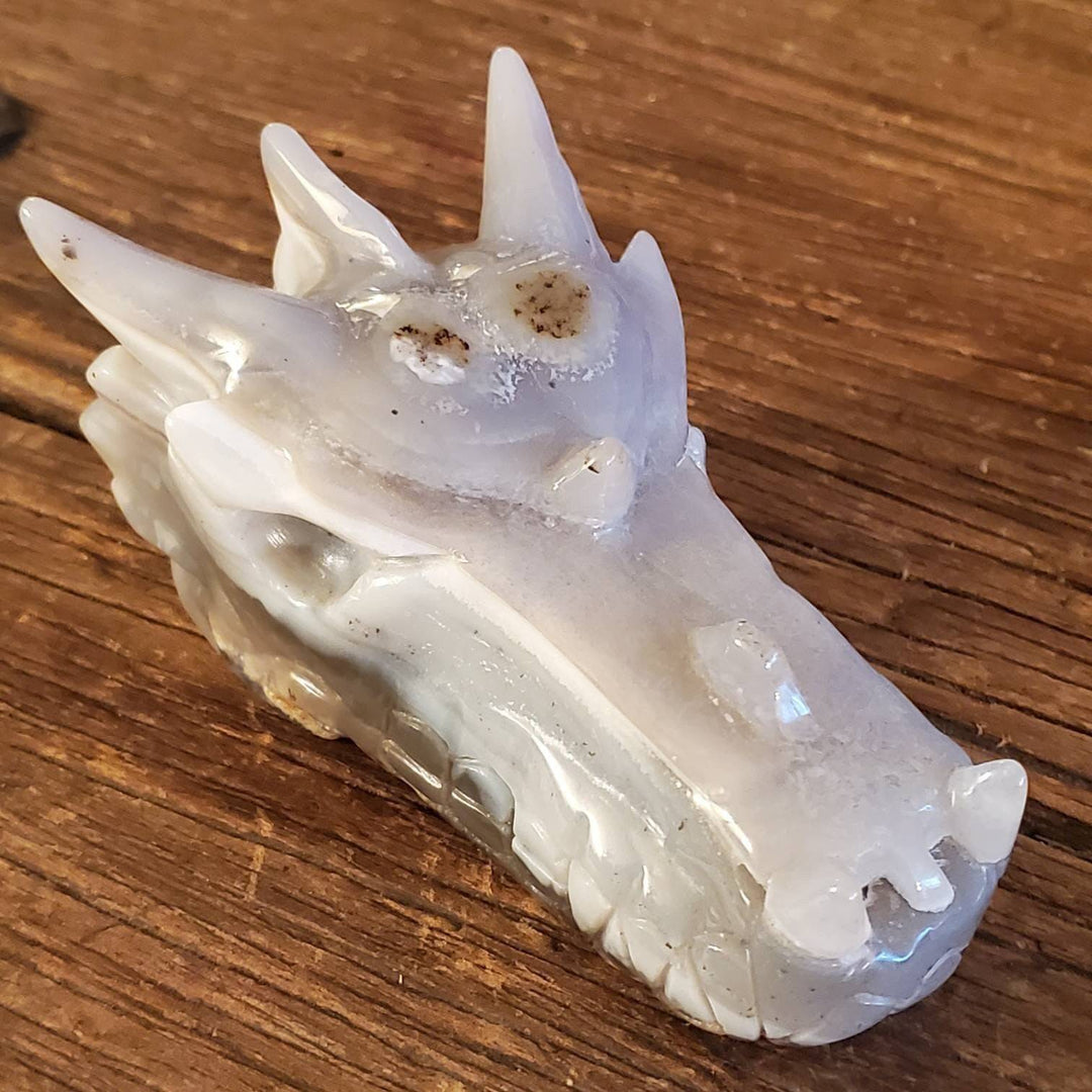 Gray Agate Carved Dragon Head, Soothing Scales: Find Your Zen with the Dragon Head Gray Agate Carving! - SOUTHBAYSALTS 