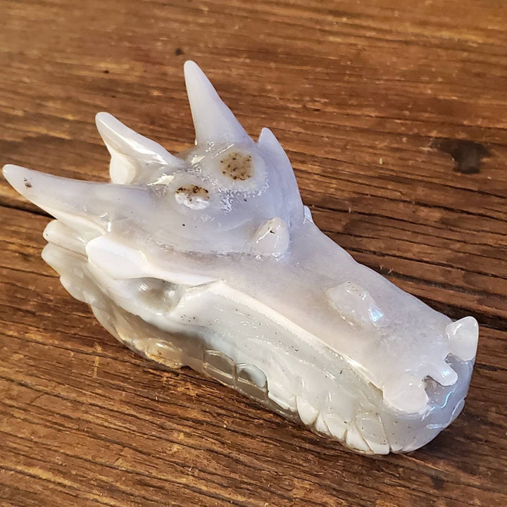 Gray Agate Carved Dragon Head, Soothing Scales: Find Your Zen with the Dragon Head Gray Agate Carving! - SOUTHBAYSALTS 