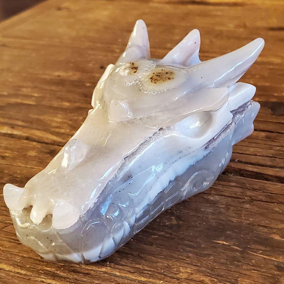 Gray Agate Carved Dragon Head, Soothing Scales: Find Your Zen with the Dragon Head Gray Agate Carving! - SOUTHBAYSALTS 