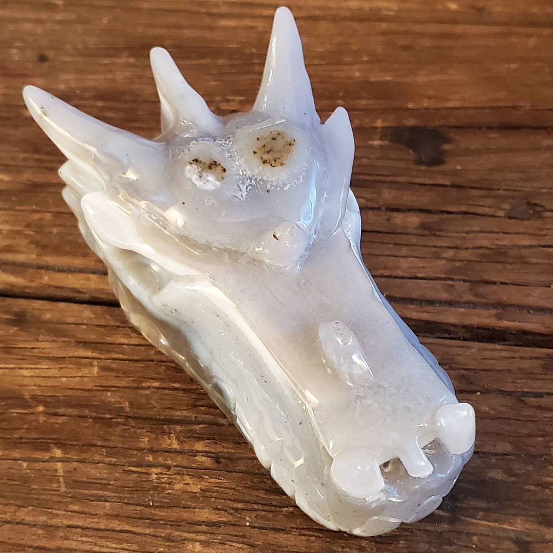 Gray Agate Carved Dragon Head, Soothing Scales: Find Your Zen with the Dragon Head Gray Agate Carving! - SOUTHBAYSALTS 