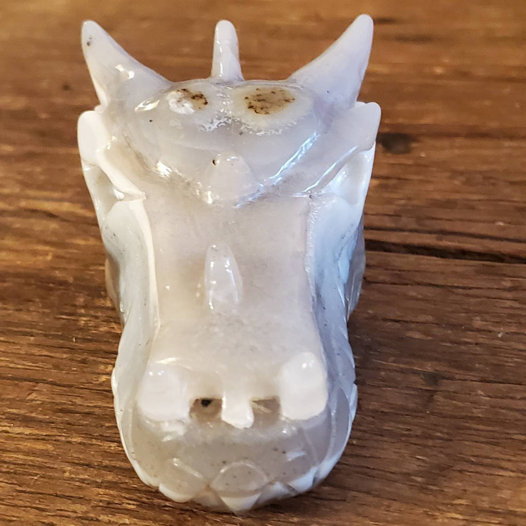 Gray Agate Carved Dragon Head, Soothing Scales: Find Your Zen with the Dragon Head Gray Agate Carving! - SOUTHBAYSALTS 