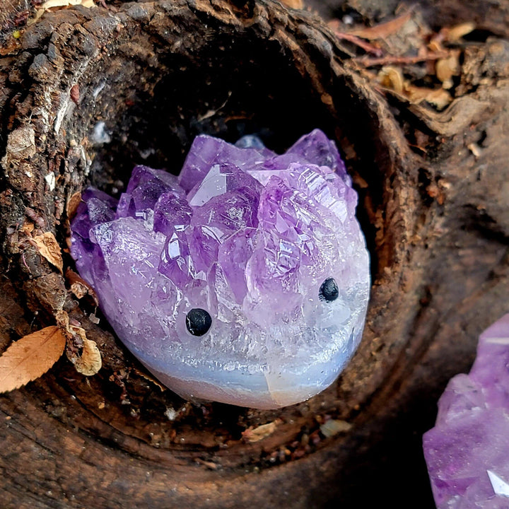 Raw Amethyst Hedgehogs Carving - SOUTHBAYSALTS 