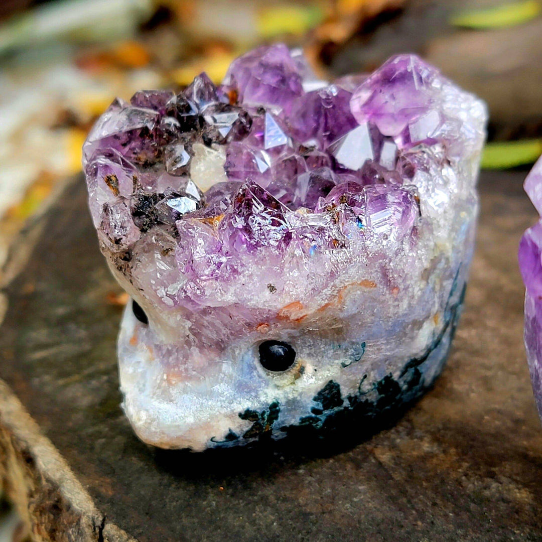 Raw Amethyst Hedgehogs Carving - SOUTHBAYSALTS 