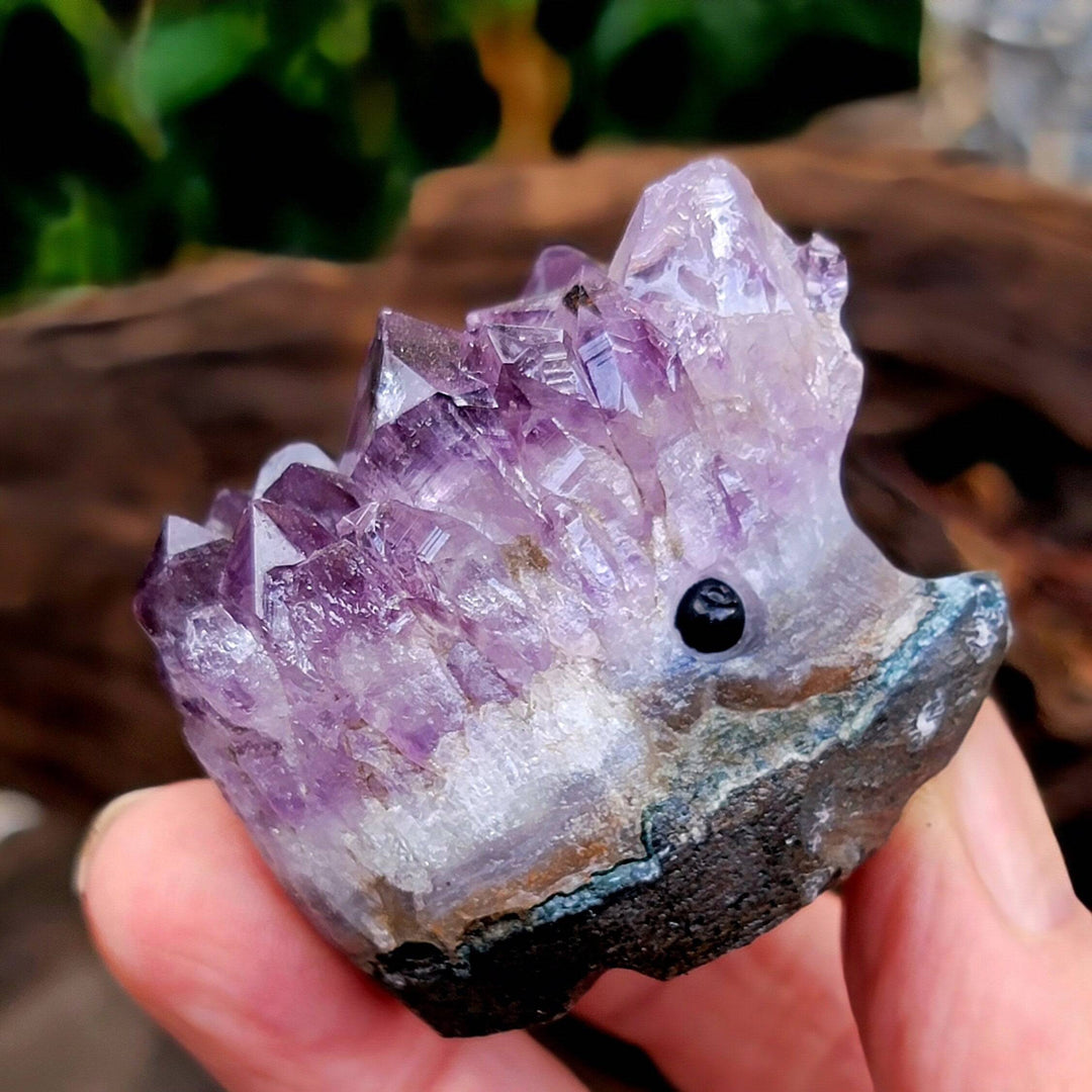 Raw Amethyst Hedgehogs Carving - SOUTHBAYSALTS 