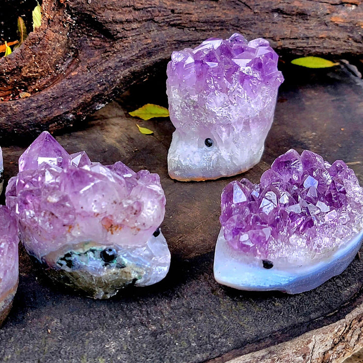 Raw Amethyst Hedgehogs Carving - SOUTHBAYSALTS 