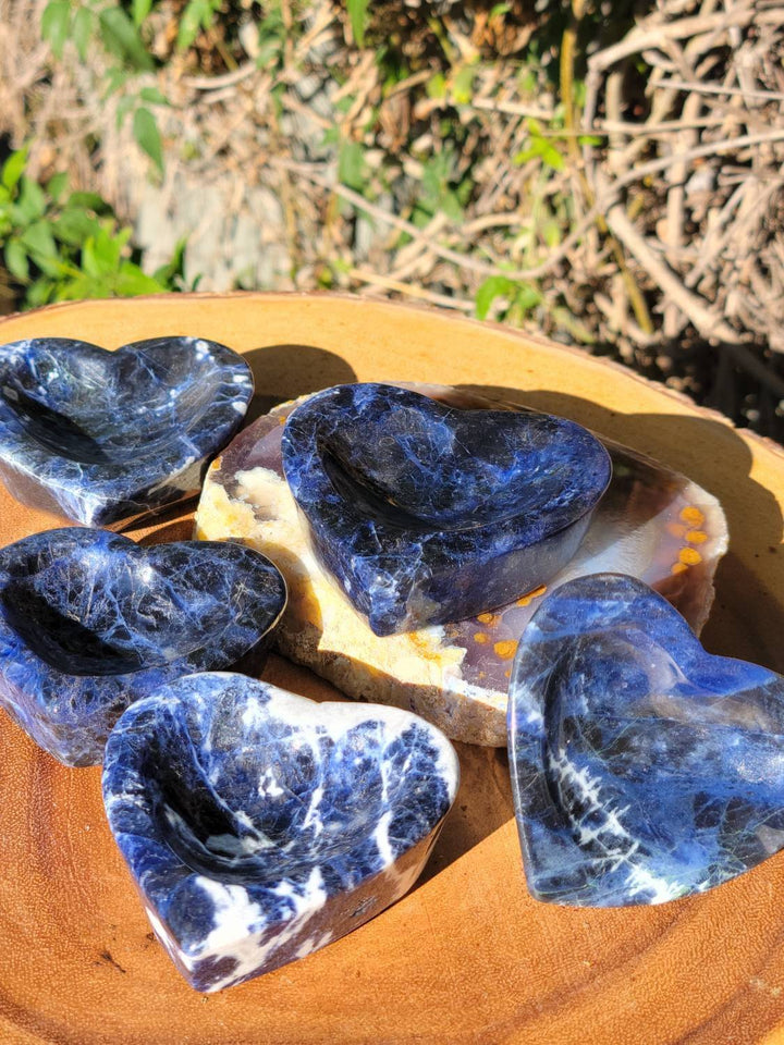 Sodalite Heart Trays, Crystal Trays, Adorable Sodalite Trays, Crystal Heart Tray, Stone of Truth - SOUTHBAYSALTS 