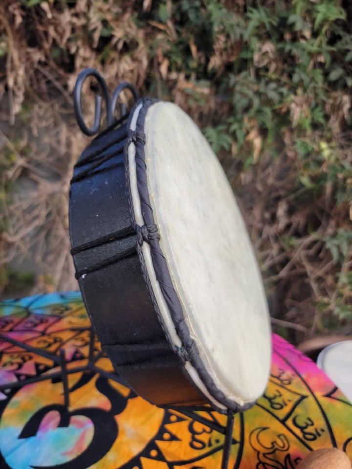 Goat Hide Ceremonial Drums with Feather Cushion Mallet - SOUTHBAYSALTS 