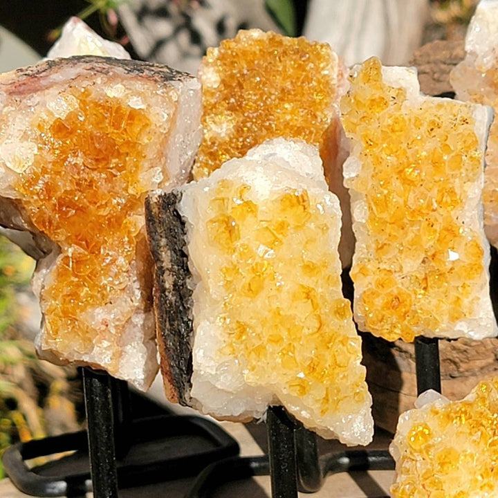 Raw Citrine Cluster on a metal stand, Stone of Abundance, Raw Citrine on a Stand, The Merchant Stone, Abundant Energy - SOUTHBAYSALTS 