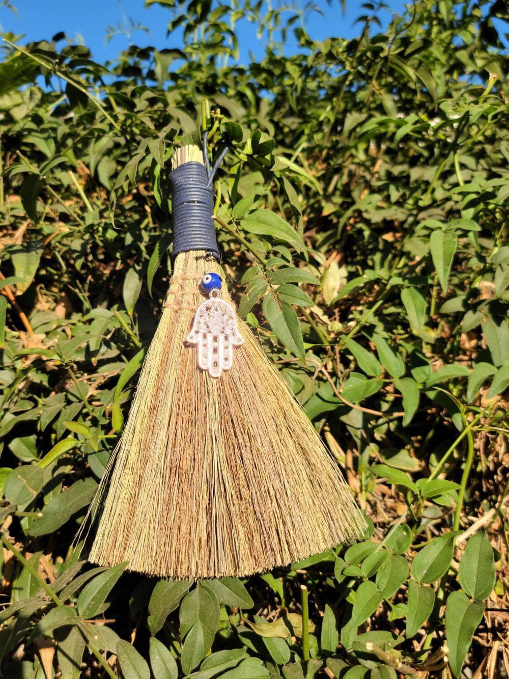 Broom with Fatima Hand, Sweep Away the Bad and Welcome the Glad with Our Magical Fatima Hand Broom! - SOUTHBAYSALTS 