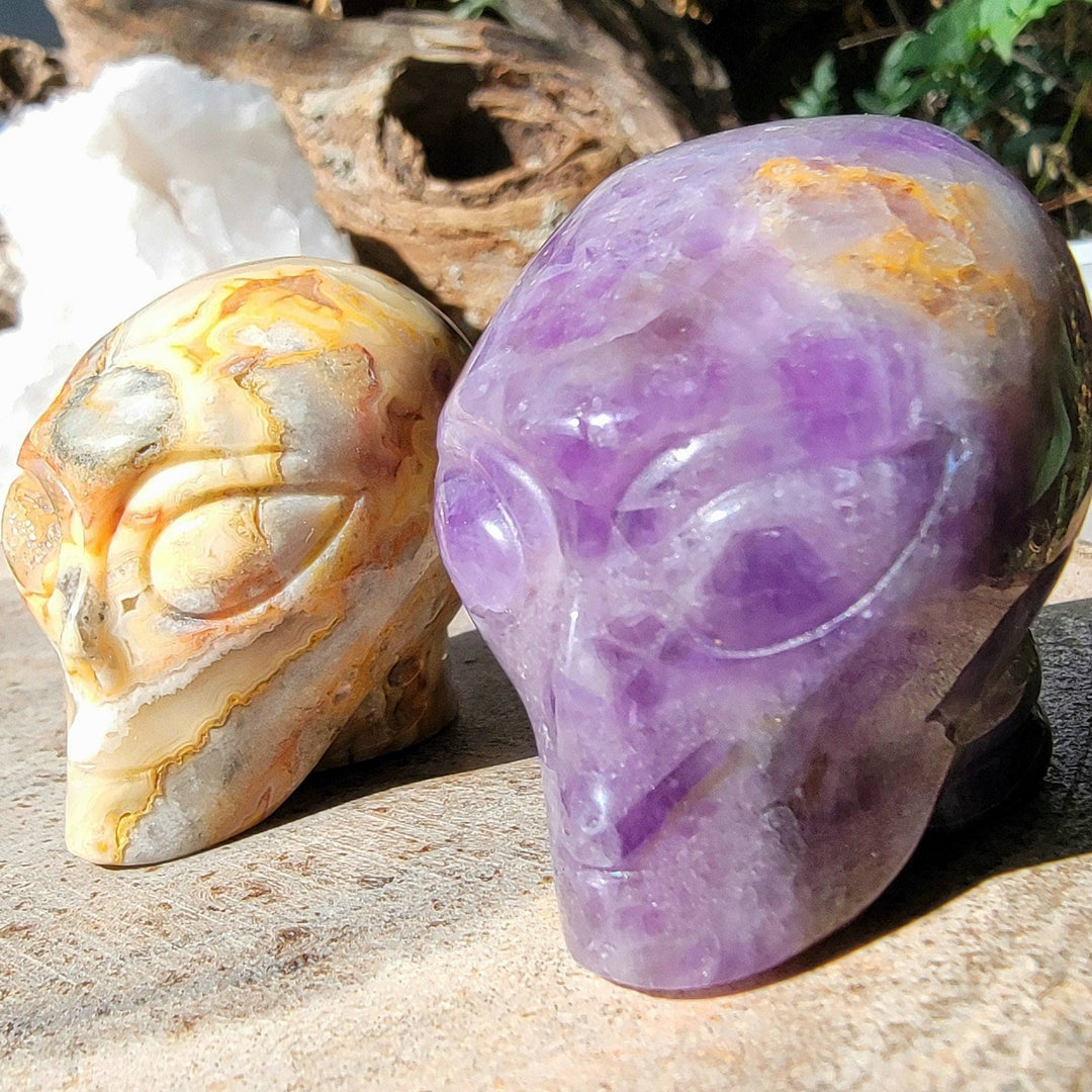 Crystal Alien Carvings, Stellar Soulmate: The Alien Head Carving for Cosmic Hearts - SOUTHBAYSALTS 