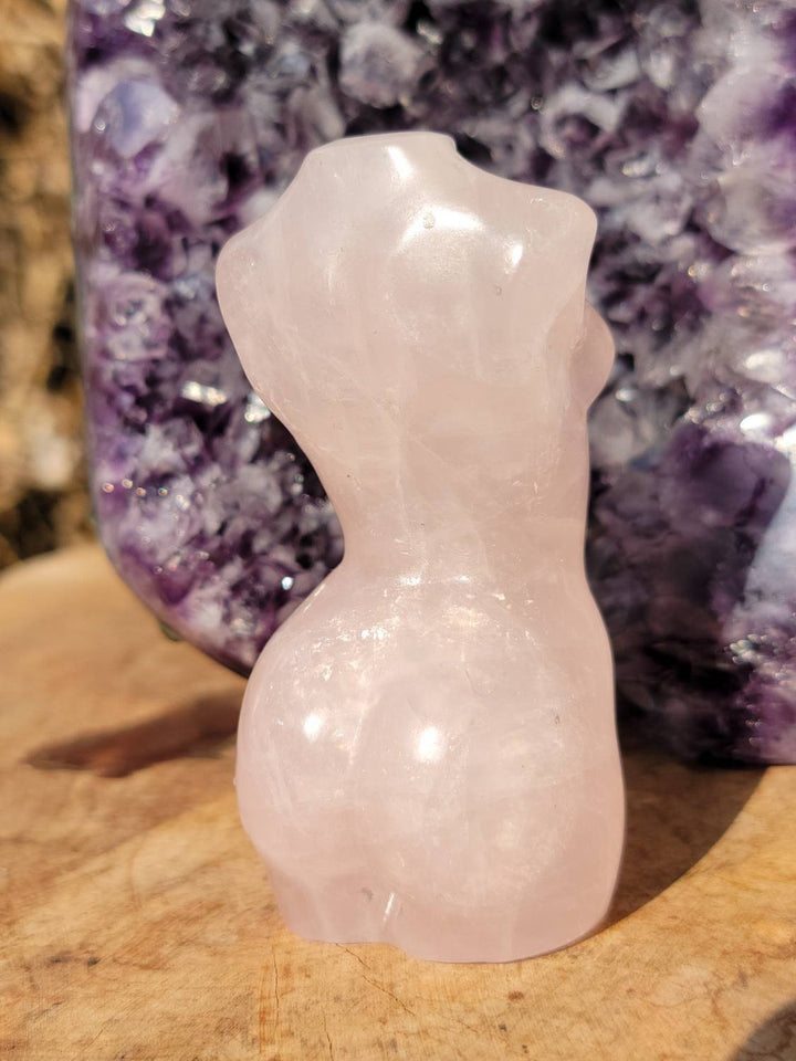 Hand Carved Rose Quartz Goddess, Hand Carved Rose Quartz Vuluptious Goddess and Goddess, Carved Female Torso - SOUTHBAYSALTS 