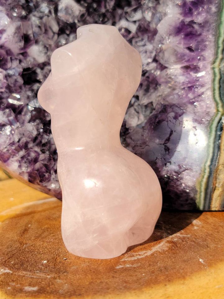 Hand Carved Rose Quartz Goddess, Hand Carved Rose Quartz Vuluptious Goddess and Goddess, Carved Female Torso - SOUTHBAYSALTS 