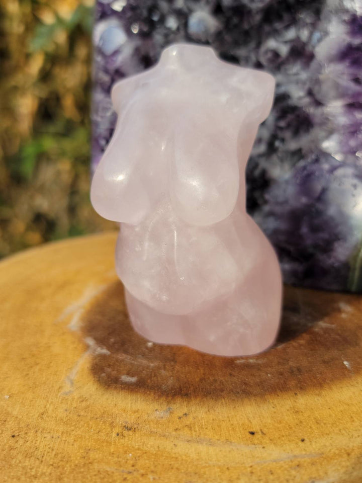 Hand Carved Rose Quartz Goddess, Hand Carved Rose Quartz Vuluptious Goddess and Goddess, Carved Female Torso - SOUTHBAYSALTS 