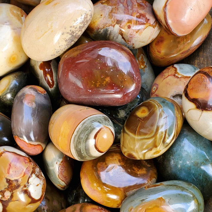 Polished Desert Jasper aka Polychrome Jasper Stones, Picture perfect Jasper for Tranquility and Protection - SOUTHBAYSALTS 