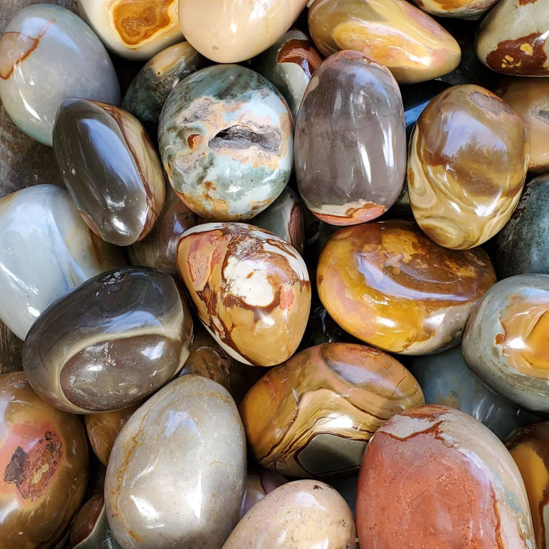 Polished Desert Jasper aka Polychrome Jasper Stones, Picture perfect Jasper for Tranquility and Protection - SOUTHBAYSALTS 