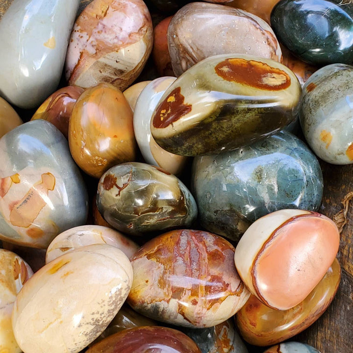 Polished Desert Jasper aka Polychrome Jasper Stones, Picture perfect Jasper for Tranquility and Protection - SOUTHBAYSALTS 