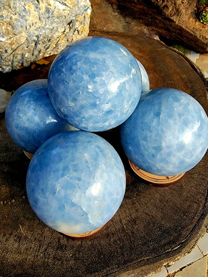 Blue Calcite Sphere, Calm in Your Palm: Blue Calcite Sphere for Stress-Free Serenity - SOUTHBAYSALTS 