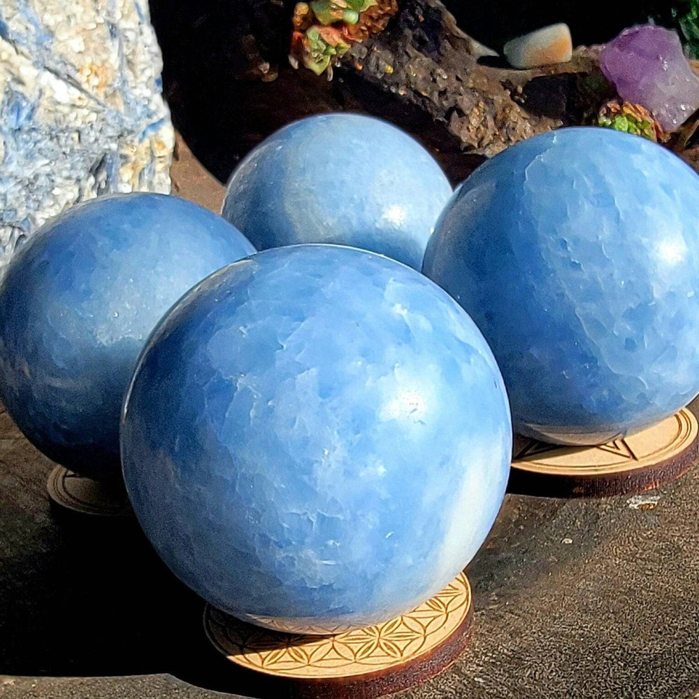 Blue Calcite Sphere, Calm in Your Palm: Blue Calcite Sphere for Stress-Free Serenity - SOUTHBAYSALTS 