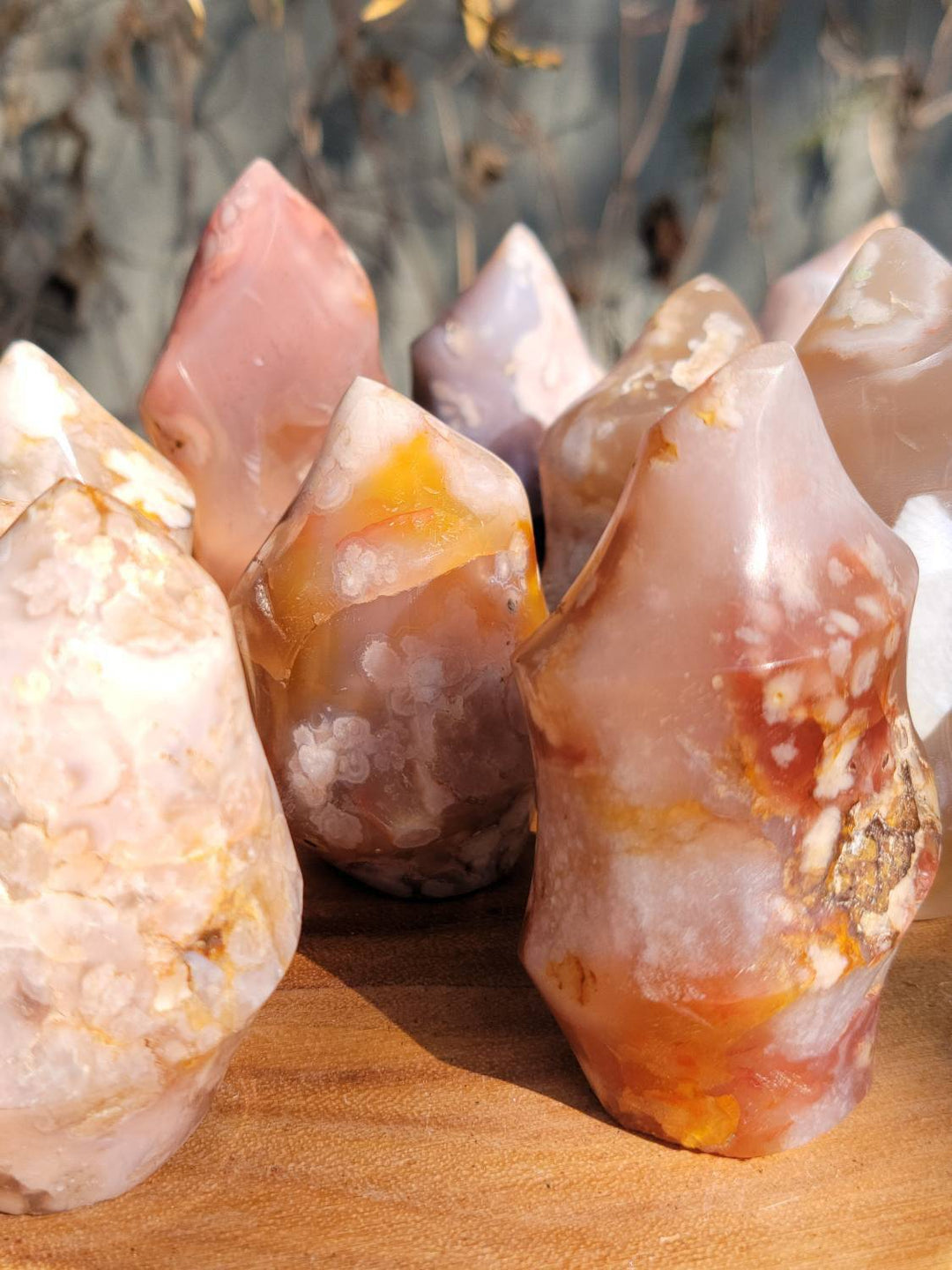 Flower Agate Flame, Entrepreneurs Stone Flame Carving, Flower Agate Flames for Creative Energy - SOUTHBAYSALTS 