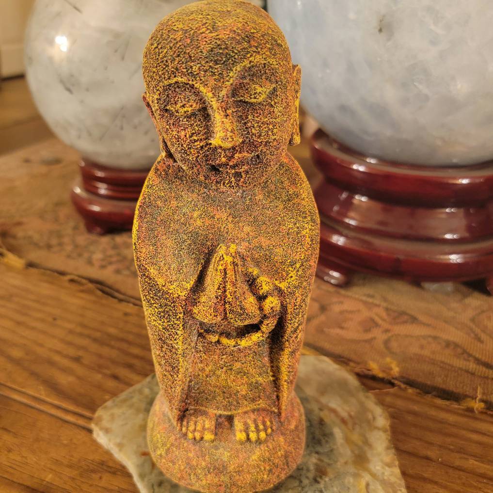 Jizo Lava Rock Statue, Peace on a Pedestal: Chakra Jizo, Your Stone Guardian - SOUTHBAYSALTS 