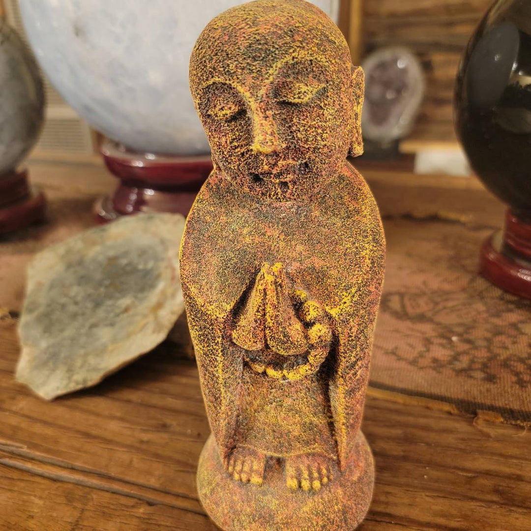 Jizo Lava Rock Statue, Peace on a Pedestal: Chakra Jizo, Your Stone Guardian - SOUTHBAYSALTS 