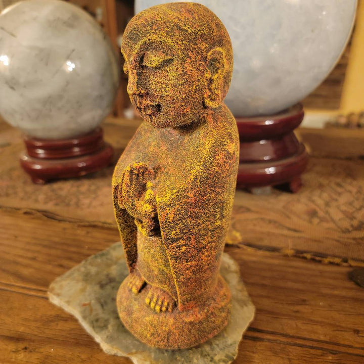 Jizo Lava Rock Statue, Peace on a Pedestal: Chakra Jizo, Your Stone Guardian - SOUTHBAYSALTS 