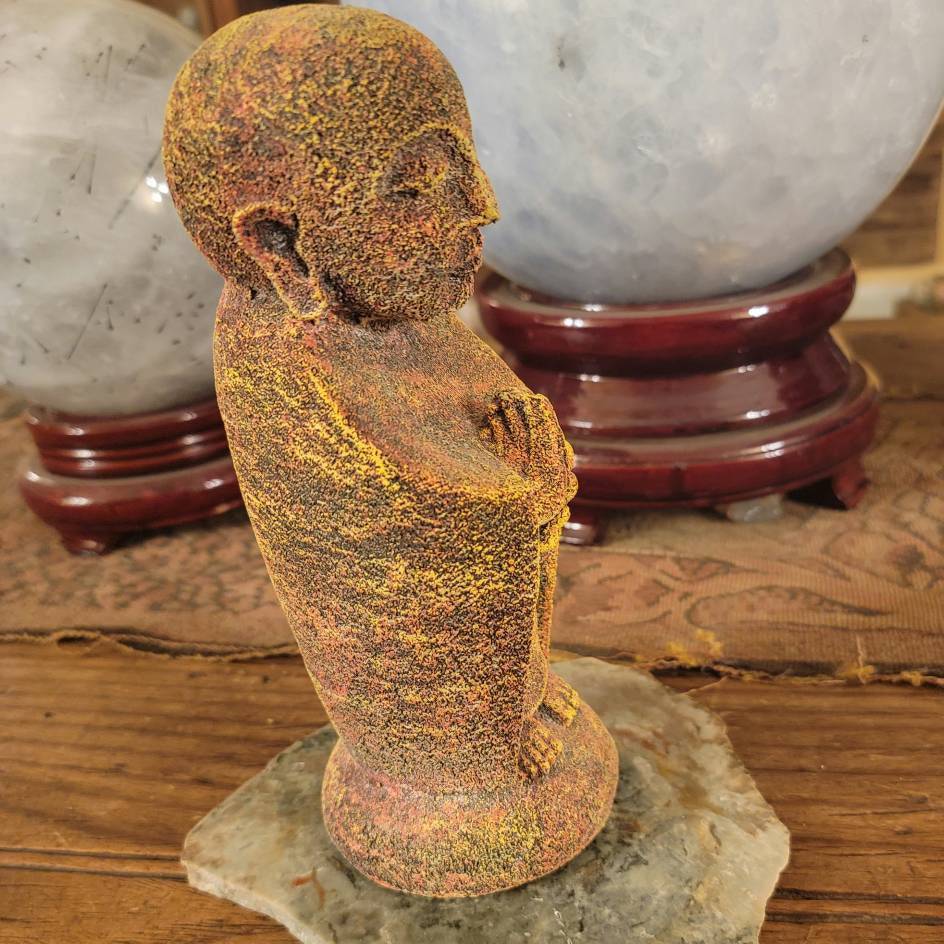 Jizo Lava Rock Statue, Peace on a Pedestal: Chakra Jizo, Your Stone Guardian - SOUTHBAYSALTS 