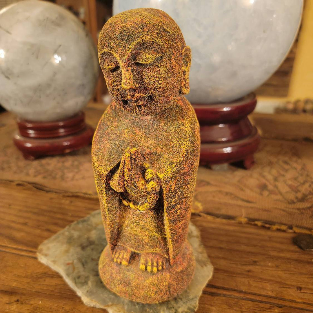 Jizo Lava Rock Statue, Peace on a Pedestal: Chakra Jizo, Your Stone Guardian - SOUTHBAYSALTS 