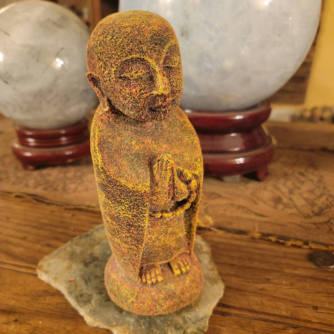 Jizo Lava Rock Statue, Peace on a Pedestal: Chakra Jizo, Your Stone Guardian - SOUTHBAYSALTS 