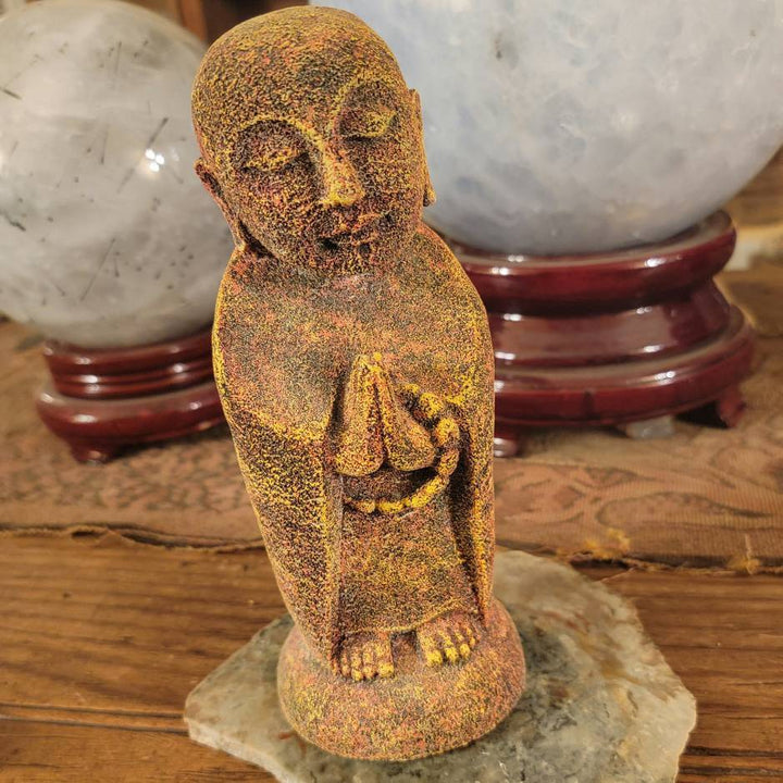 Jizo Lava Rock Statue, Peace on a Pedestal: Chakra Jizo, Your Stone Guardian - SOUTHBAYSALTS 