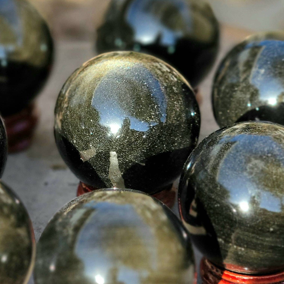 Golden Sheen Obsidian Sphere, Your Personal Negativity Bouncer - SOUTHBAYSALTS 