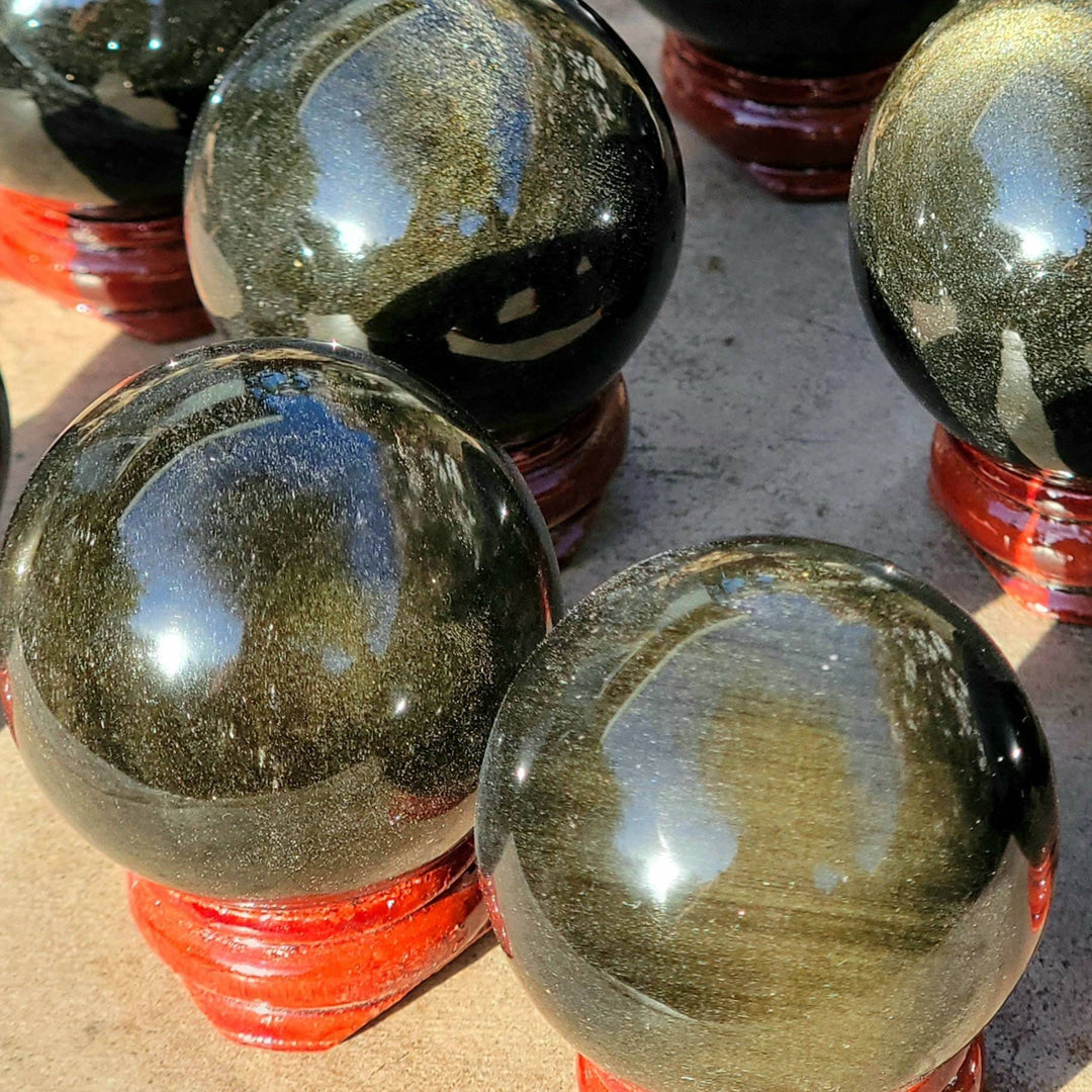 Golden Sheen Obsidian Sphere, Your Personal Negativity Bouncer - SOUTHBAYSALTS 