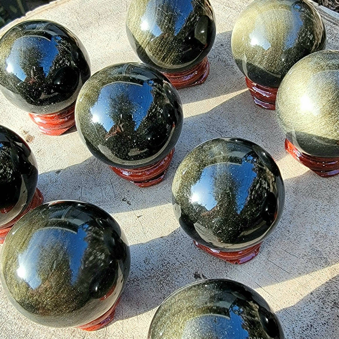 Golden Sheen Obsidian Sphere, Your Personal Negativity Bouncer - SOUTHBAYSALTS 