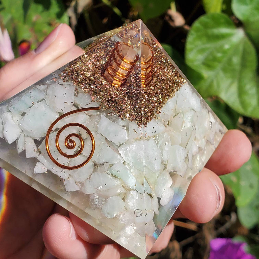 Large Orgonite Pyramid, Orgone Pyramid, Amazonite Orgone Pyramid - SOUTHBAYSALTS 