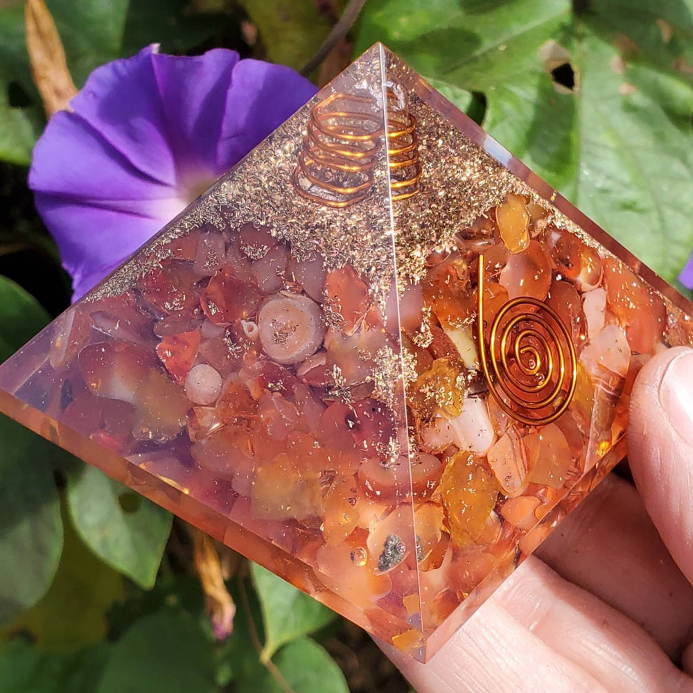 Large Orgonite Pyramids, Orgone Pyramid, Carnelian Orgonite Pyramid - SOUTHBAYSALTS 