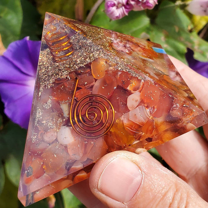 Large Orgonite Pyramids, Orgone Pyramid, Carnelian Orgonite Pyramid - SOUTHBAYSALTS 