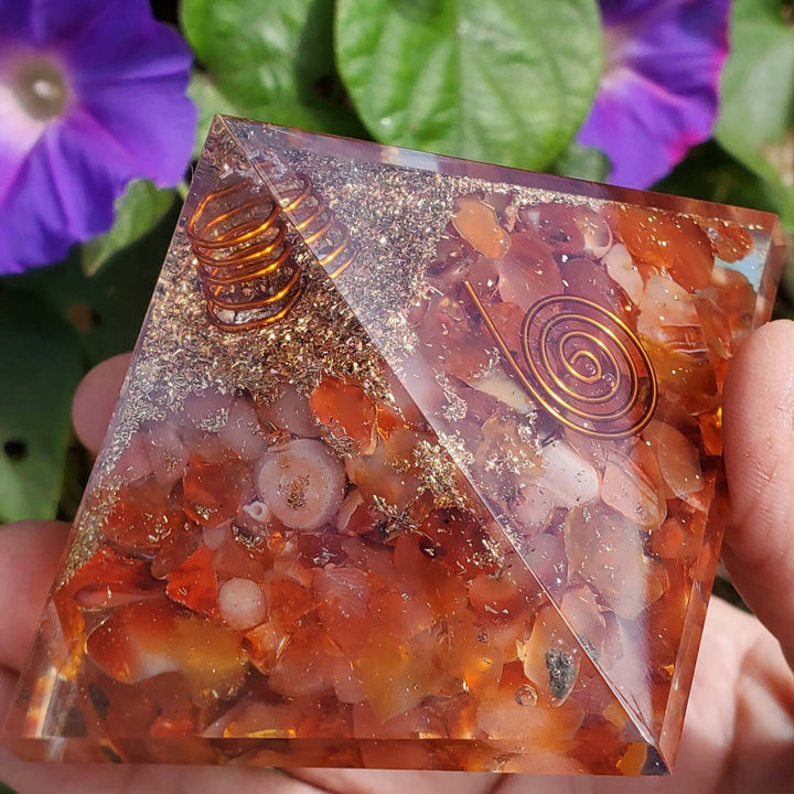 Large Orgonite Pyramids, Orgone Pyramid, Carnelian Orgonite Pyramid - SOUTHBAYSALTS 