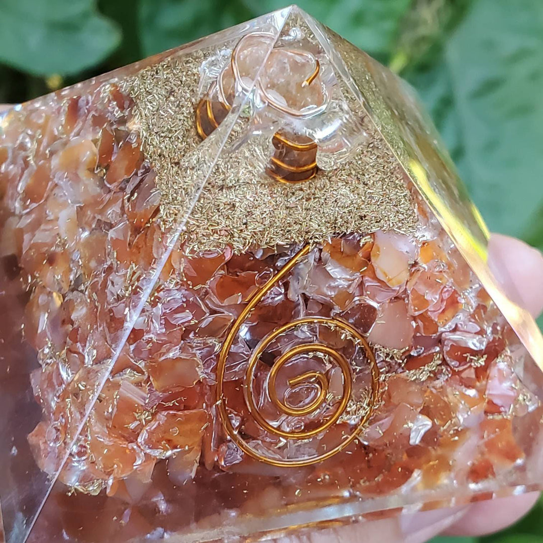 Large Orgonite Pyramids, Orgone Pyramid,  Carnelian Red Orgonite Pyramid - SOUTHBAYSALTS 