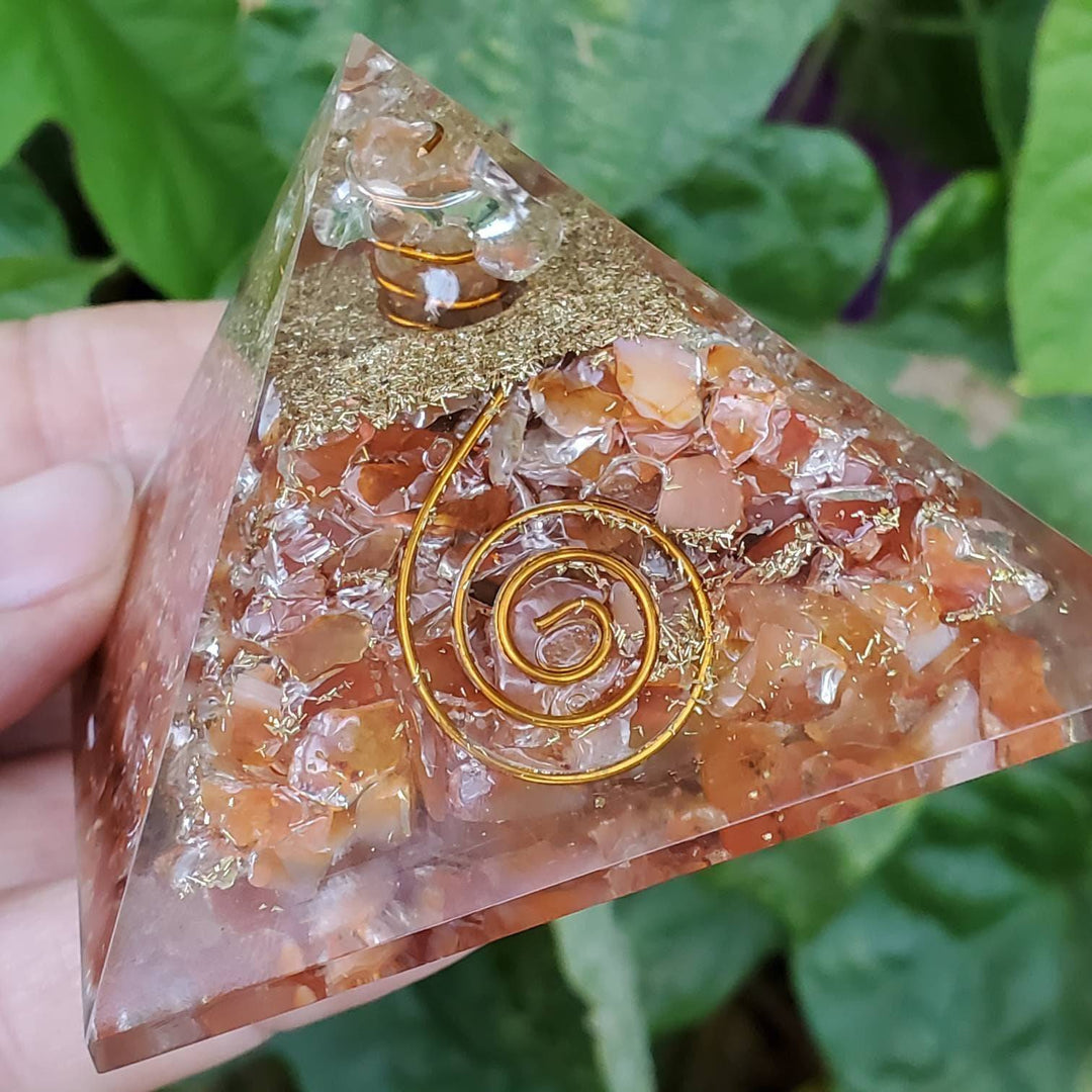 Large Orgonite Pyramids, Orgone Pyramid,  Carnelian Red Orgonite Pyramid - SOUTHBAYSALTS 