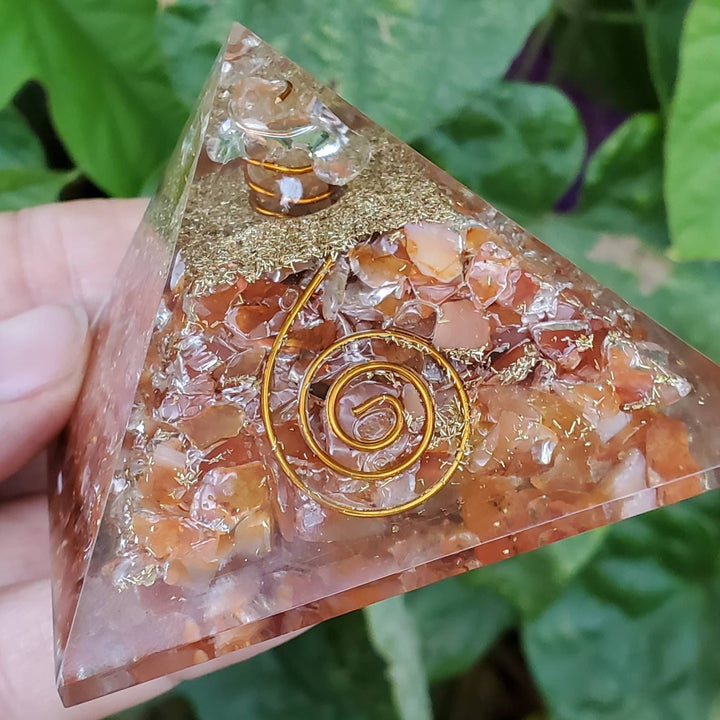 Large Orgonite Pyramids, Orgone Pyramid,  Carnelian Red Orgonite Pyramid - SOUTHBAYSALTS 