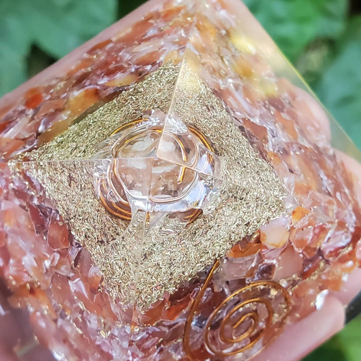 Large Orgonite Pyramids, Orgone Pyramid,  Carnelian Red Orgonite Pyramid - SOUTHBAYSALTS 