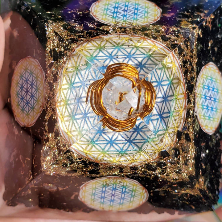 Large Orgonite Pyramids, Orgone Pyramids, Tourmaline Orgone Pyramids with Mandala - SOUTHBAYSALTS 