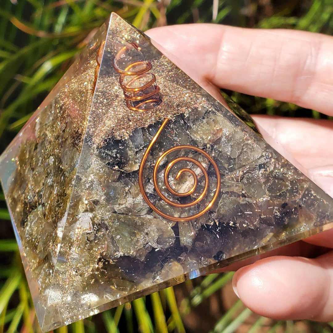 Large Orgonite Pyramids, Orgone Pyramind,  Labradorite Orgone Pyramid - SOUTHBAYSALTS 